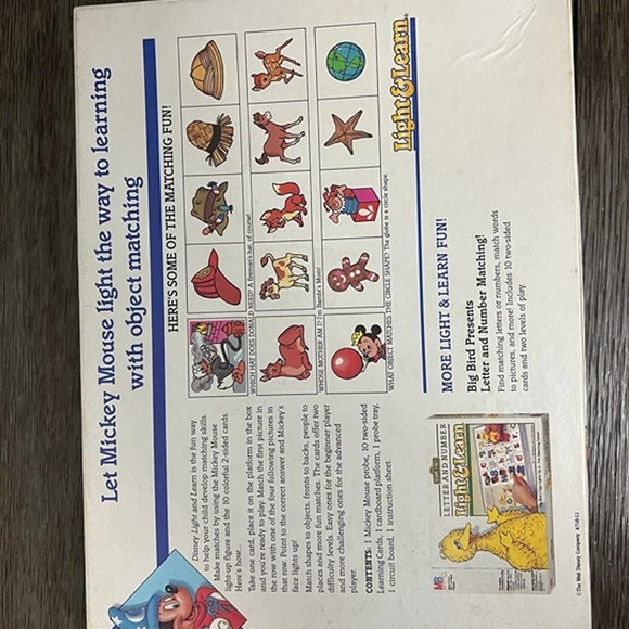 MB Disney Mickey Mouse Object Matching Light and Learn Vintage 1989 - Picture 8 of 8